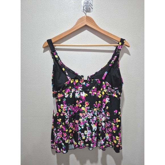Lands' End Floral Print Tankini Top Swimsuit Top Multicolor Women's - Picture 2 of 3
